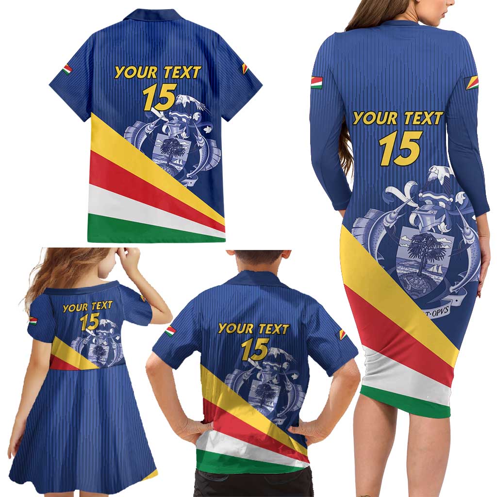 Custom Seychelles Beach Soccer 2025 Family Matching Long Sleeve Bodycon Dress and Hawaiian Shirt Flag Style