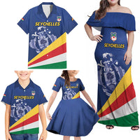 Custom Seychelles Beach Soccer 2025 Family Matching Off Shoulder Maxi Dress and Hawaiian Shirt Flag Style