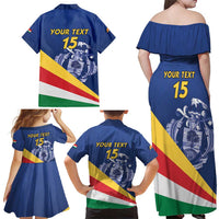 Custom Seychelles Beach Soccer 2025 Family Matching Off Shoulder Maxi Dress and Hawaiian Shirt Flag Style
