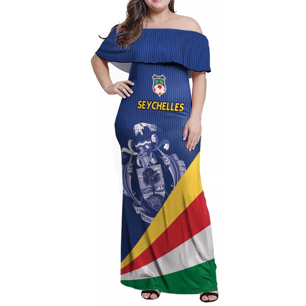 Custom Seychelles Beach Soccer 2025 Family Matching Off Shoulder Maxi Dress and Hawaiian Shirt Flag Style