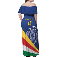 Custom Seychelles Beach Soccer 2025 Family Matching Off Shoulder Maxi Dress and Hawaiian Shirt Flag Style
