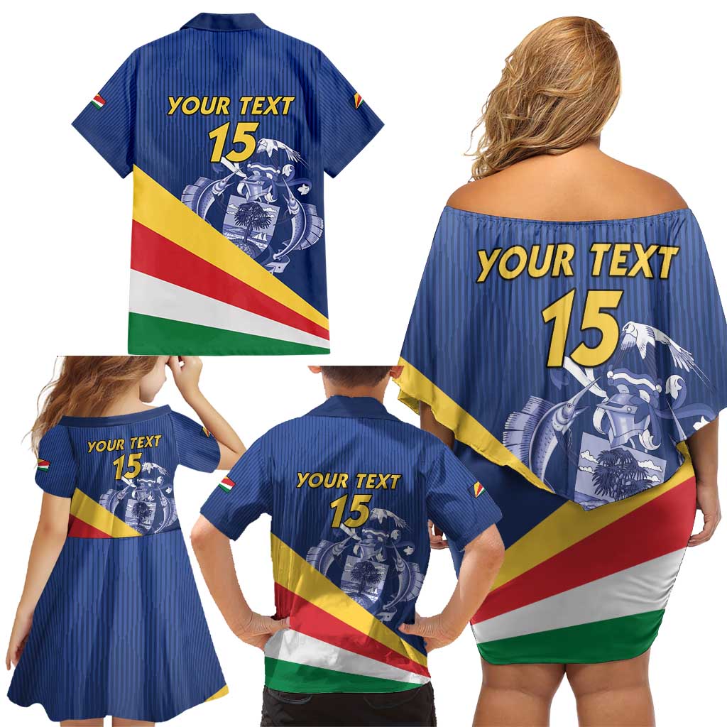 Custom Seychelles Beach Soccer 2025 Family Matching Off Shoulder Short Dress and Hawaiian Shirt Flag Style