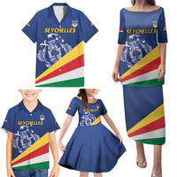 Custom Seychelles Beach Soccer 2025 Family Matching Puletasi and Hawaiian Shirt Flag Style