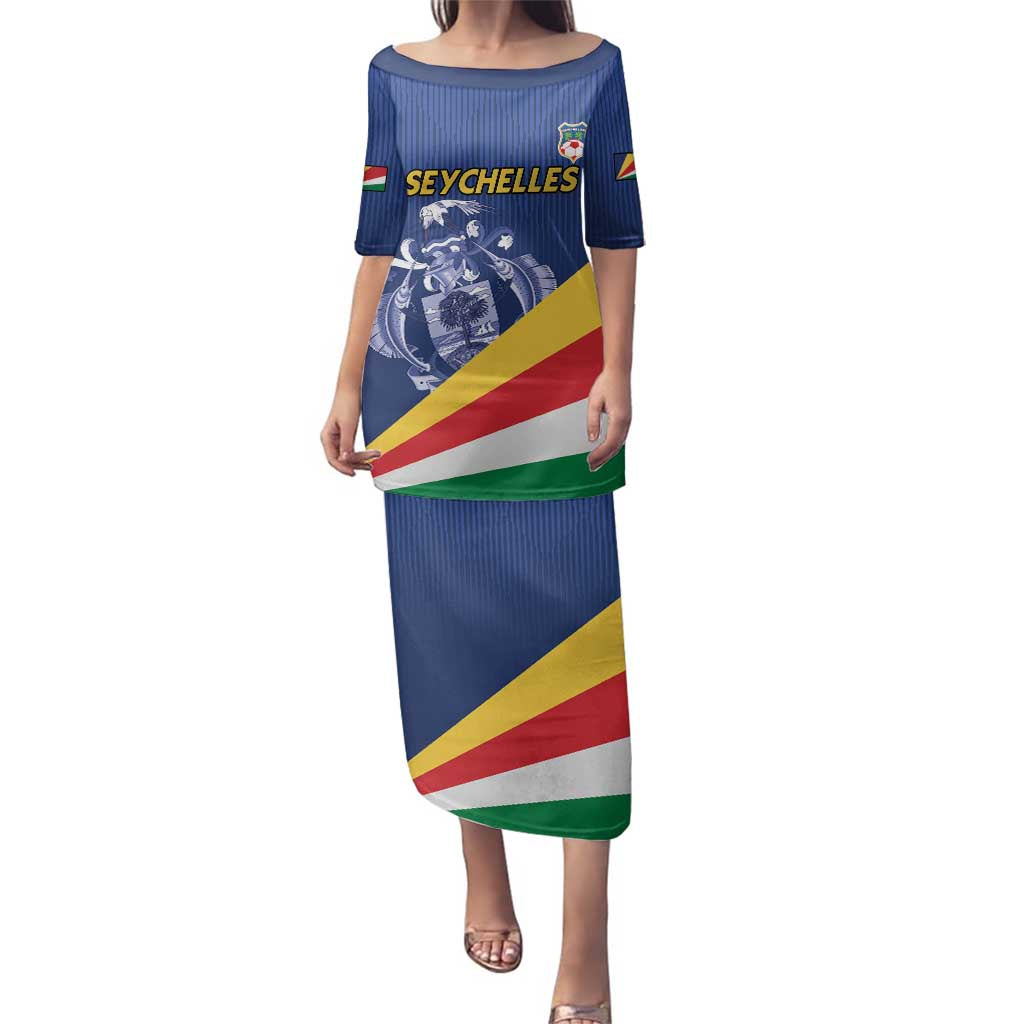 Custom Seychelles Beach Soccer 2025 Family Matching Puletasi and Hawaiian Shirt Flag Style