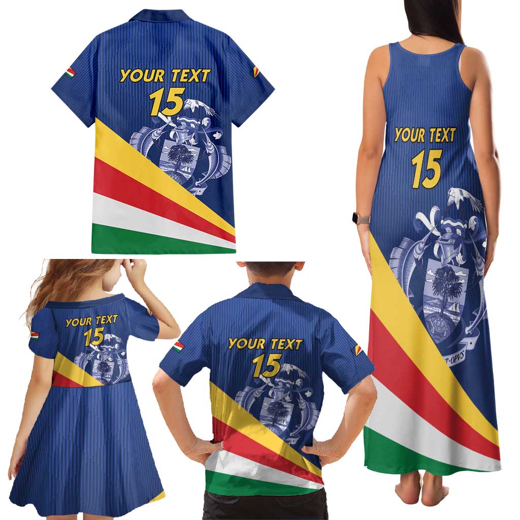 Custom Seychelles Beach Soccer 2025 Family Matching Tank Maxi Dress and Hawaiian Shirt Flag Style