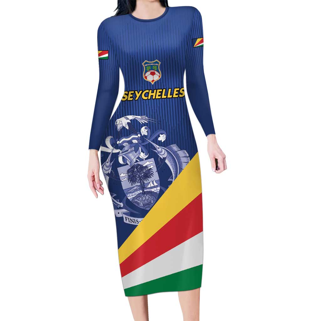 Custom Seychelles Beach Soccer 2025 Long Sleeve Bodycon Dress Flag Style