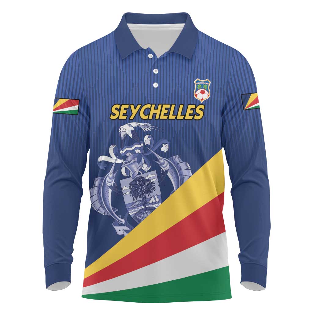 Custom Seychelles Beach Soccer 2025 Long Sleeve Polo Shirt Flag Style