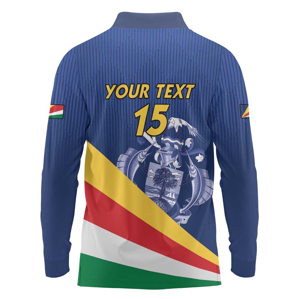 Custom Seychelles Beach Soccer 2025 Long Sleeve Polo Shirt Flag Style