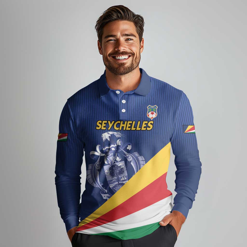 Custom Seychelles Beach Soccer 2025 Long Sleeve Polo Shirt Flag Style