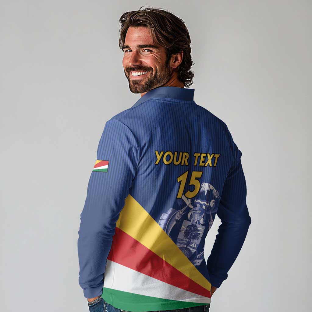 Custom Seychelles Beach Soccer 2025 Long Sleeve Polo Shirt Flag Style