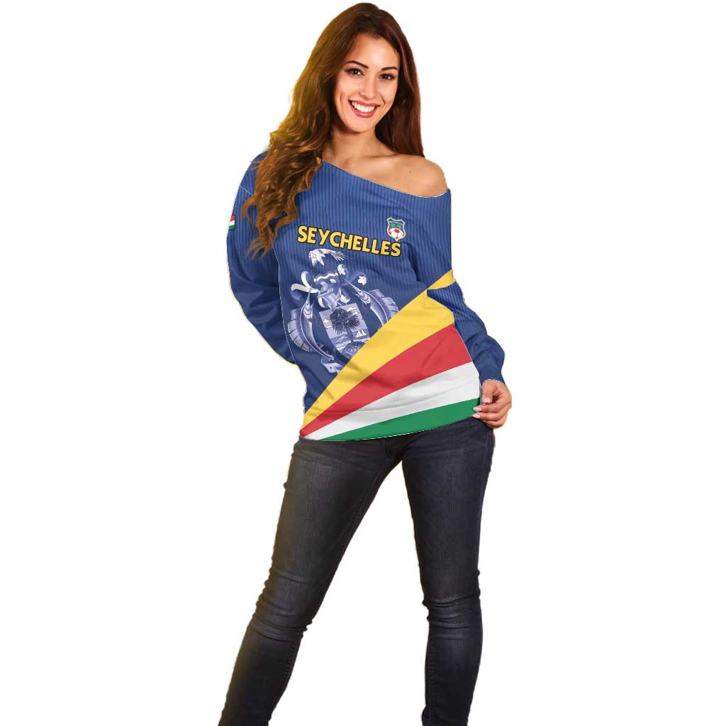 Custom Seychelles Beach Soccer 2025 Off Shoulder Sweater Flag Style