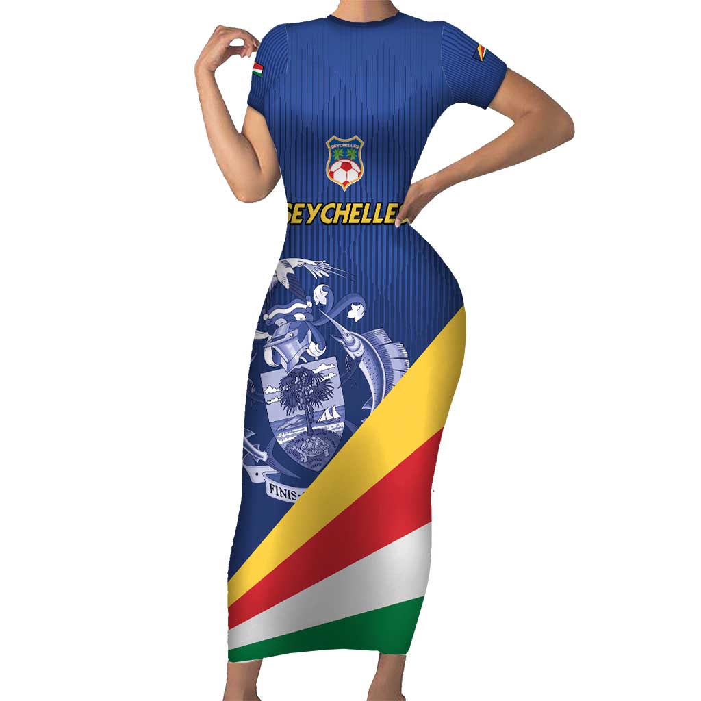 Custom Seychelles Beach Soccer 2025 Short Sleeve Bodycon Dress Flag Style