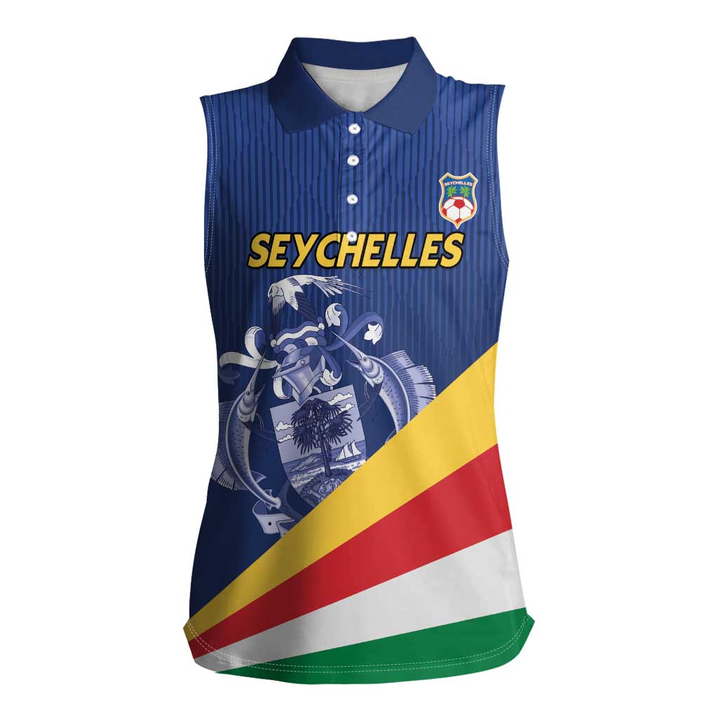 Custom Seychelles Beach Soccer 2025 Women Sleeveless Polo Shirt Flag Style