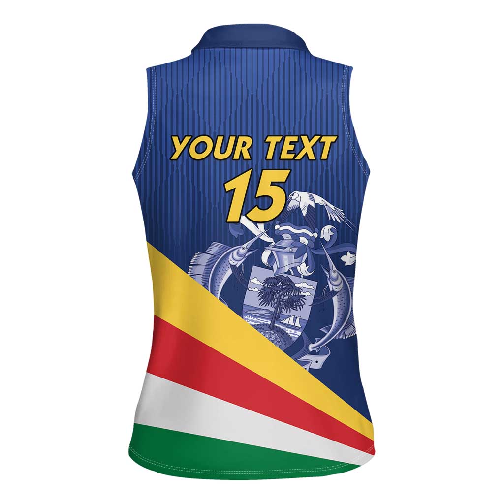 Custom Seychelles Beach Soccer 2025 Women Sleeveless Polo Shirt Flag Style