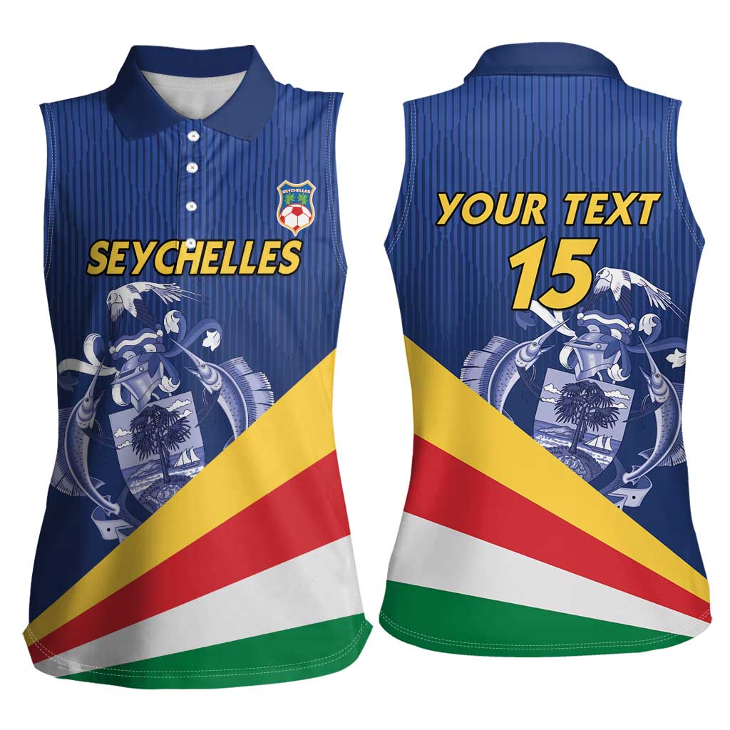 Custom Seychelles Beach Soccer 2025 Women Sleeveless Polo Shirt Flag Style