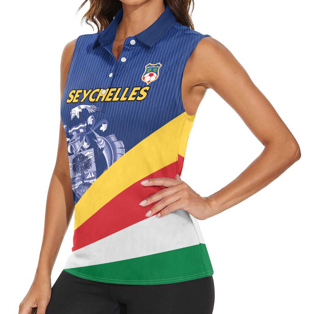 Custom Seychelles Beach Soccer 2025 Women Sleeveless Polo Shirt Flag Style