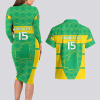 Custom Mauritania Beach Soccer 2025 Couples Matching Long Sleeve Bodycon Dress and Hawaiian Shirt Go Al-Murabitun Go