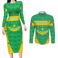 Custom Mauritania Beach Soccer 2025 Couples Matching Long Sleeve Bodycon Dress and Long Sleeve Button Shirt Go Al-Murabitun Go