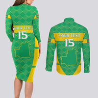 Custom Mauritania Beach Soccer 2025 Couples Matching Long Sleeve Bodycon Dress and Long Sleeve Button Shirt Go Al-Murabitun Go