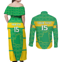 Custom Mauritania Beach Soccer 2025 Couples Matching Off Shoulder Maxi Dress and Long Sleeve Button Shirt Go Al-Murabitun Go