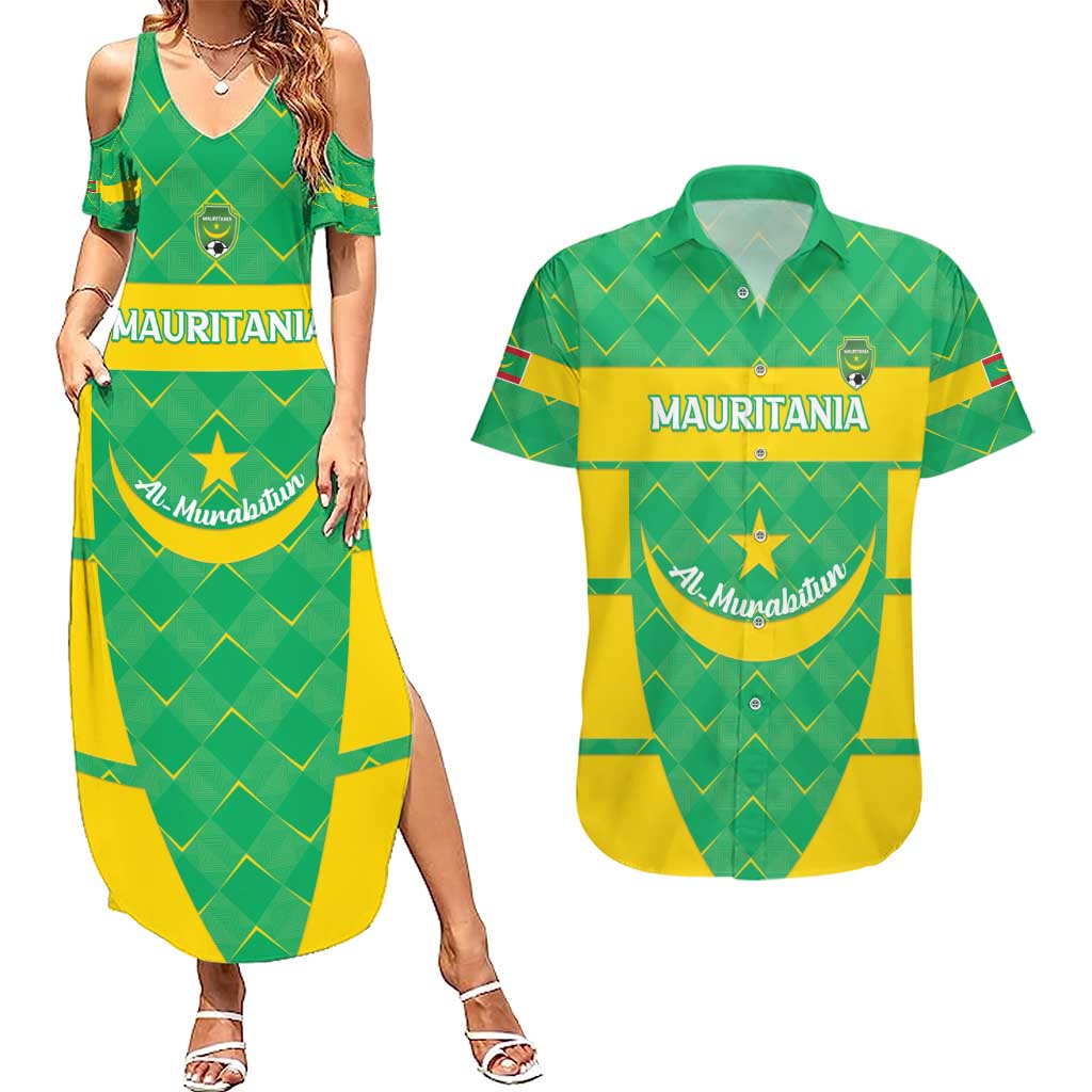 Custom Mauritania Beach Soccer 2025 Couples Matching Summer Maxi Dress and Hawaiian Shirt Go Al-Murabitun Go