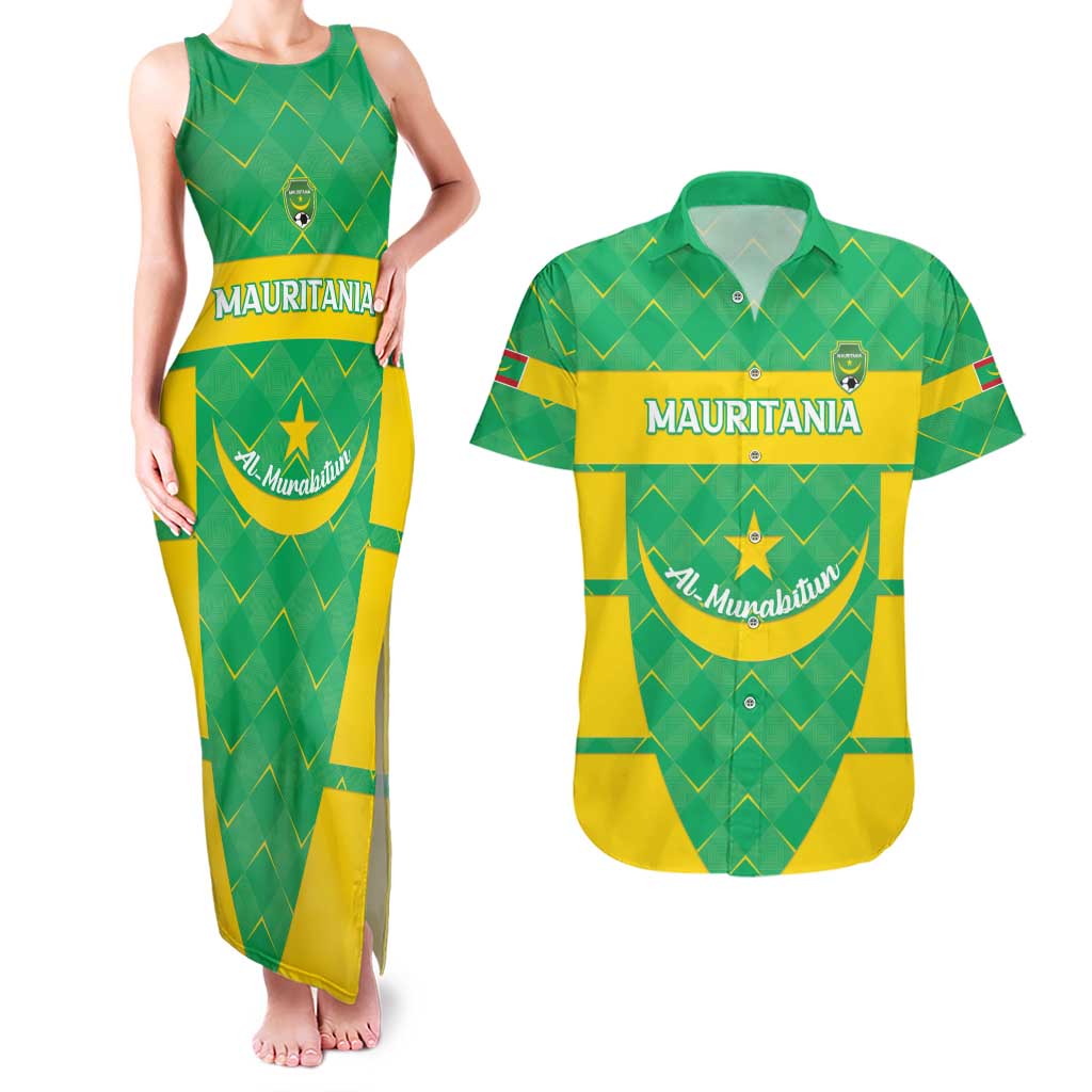 Custom Mauritania Beach Soccer 2025 Couples Matching Tank Maxi Dress and Hawaiian Shirt Go Al-Murabitun Go