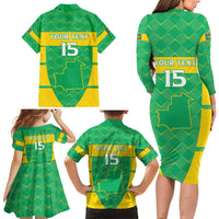 Custom Mauritania Beach Soccer 2025 Family Matching Long Sleeve Bodycon Dress and Hawaiian Shirt Go Al-Murabitun Go