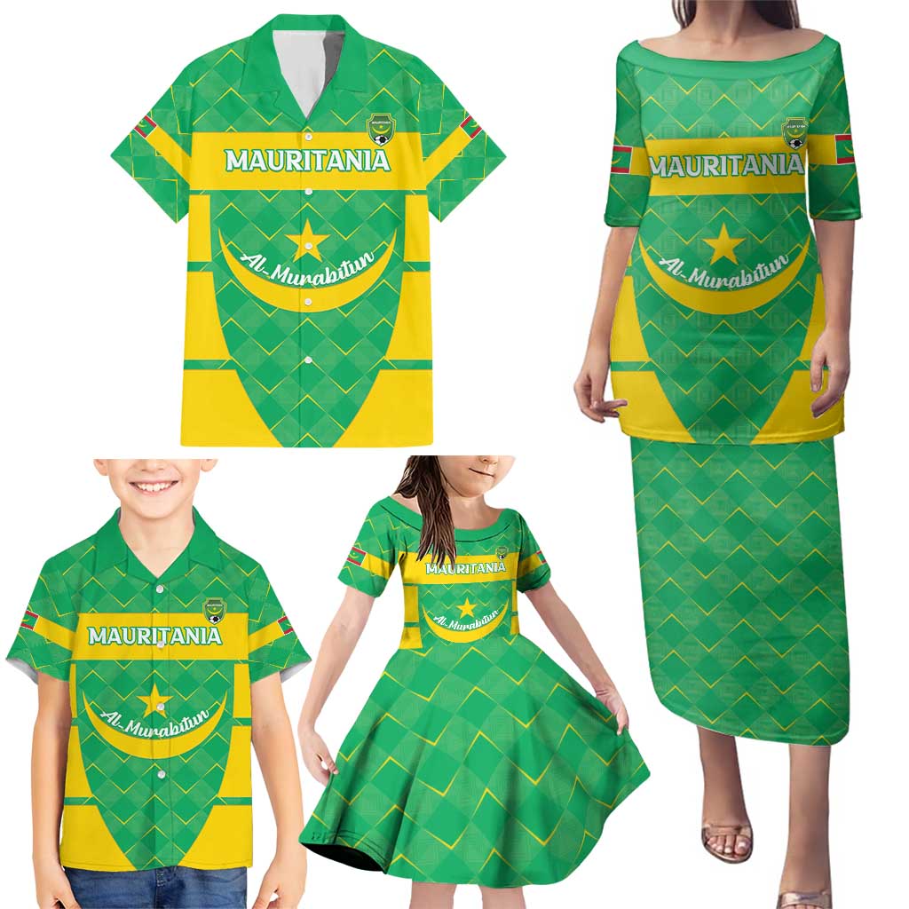 Custom Mauritania Beach Soccer 2025 Family Matching Puletasi and Hawaiian Shirt Go Al-Murabitun Go
