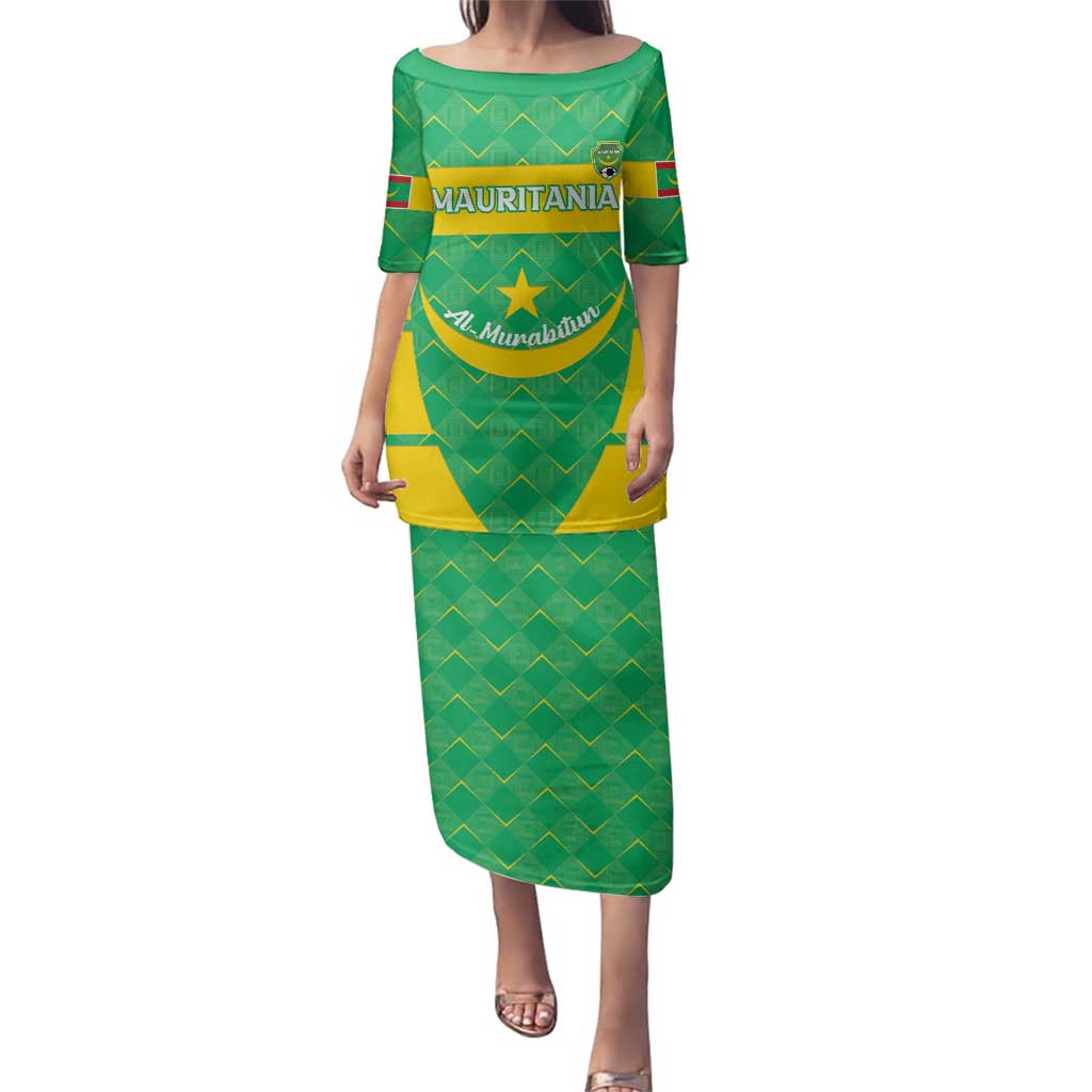 Custom Mauritania Beach Soccer 2025 Family Matching Puletasi and Hawaiian Shirt Go Al-Murabitun Go