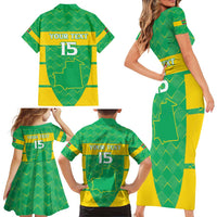 Custom Mauritania Beach Soccer 2025 Family Matching Short Sleeve Bodycon Dress and Hawaiian Shirt Go Al-Murabitun Go