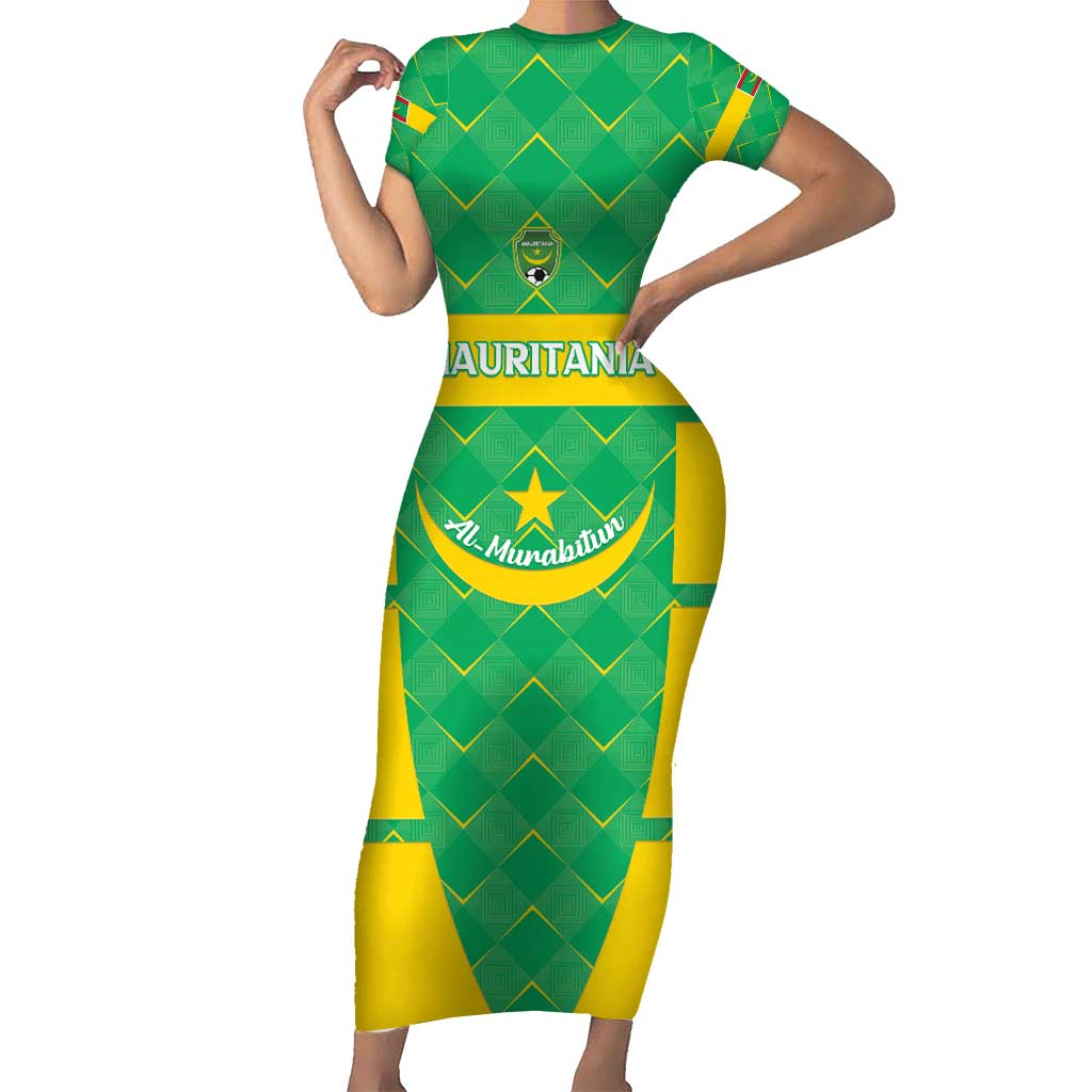 Custom Mauritania Beach Soccer 2025 Family Matching Short Sleeve Bodycon Dress and Hawaiian Shirt Go Al-Murabitun Go