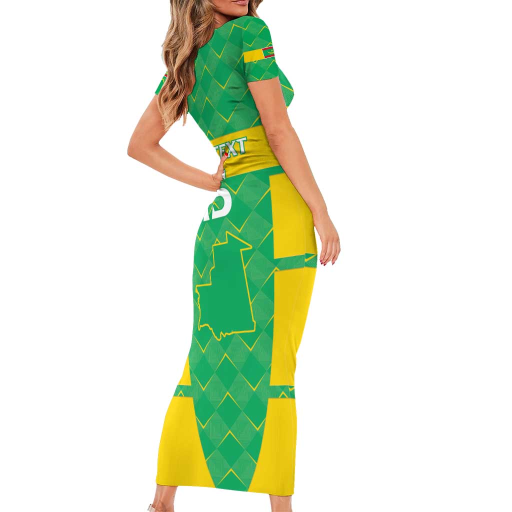 Custom Mauritania Beach Soccer 2025 Family Matching Short Sleeve Bodycon Dress and Hawaiian Shirt Go Al-Murabitun Go