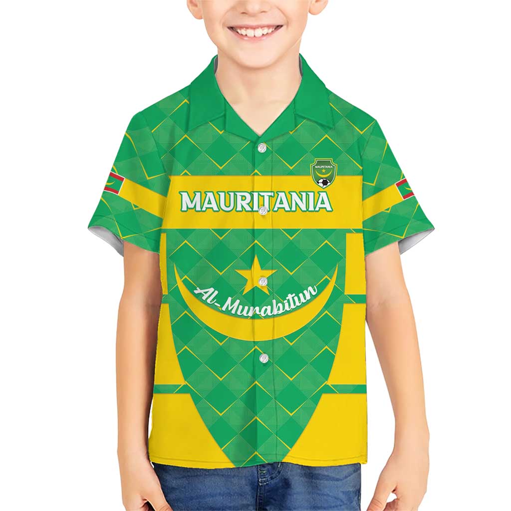 Custom Mauritania Beach Soccer 2025 Family Matching Short Sleeve Bodycon Dress and Hawaiian Shirt Go Al-Murabitun Go