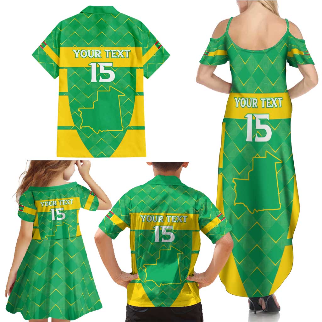 Custom Mauritania Beach Soccer 2025 Family Matching Summer Maxi Dress and Hawaiian Shirt Go Al-Murabitun Go