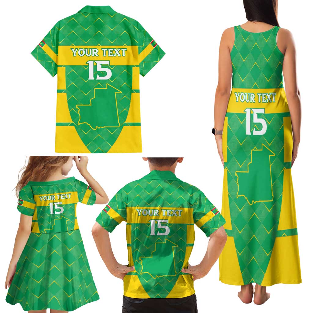 Custom Mauritania Beach Soccer 2025 Family Matching Tank Maxi Dress and Hawaiian Shirt Go Al-Murabitun Go