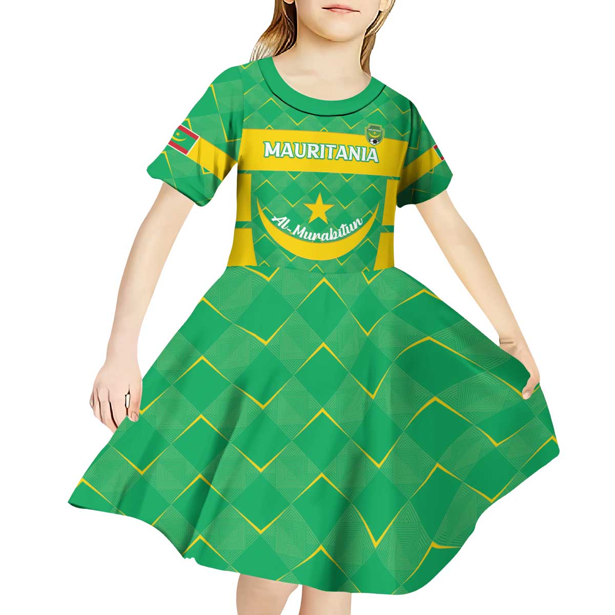 Custom Mauritania Beach Soccer 2025 Kid Short Sleeve Dress Go Al-Murabitun Go