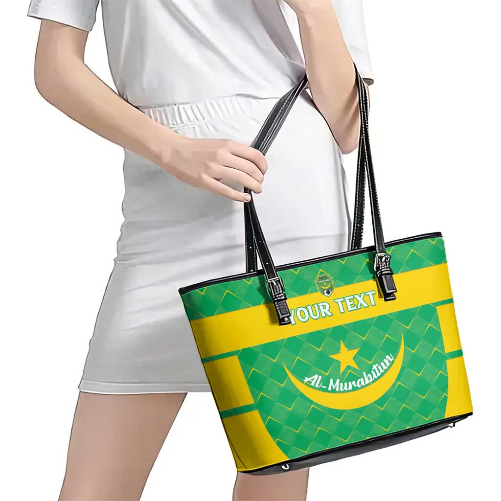 Custom Mauritania Beach Soccer 2025 Leather Tote Bag Go Al-Murabitun Go