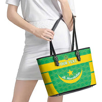 Custom Mauritania Beach Soccer 2025 Leather Tote Bag Go Al-Murabitun Go