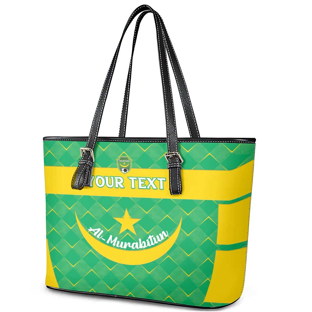Custom Mauritania Beach Soccer 2025 Leather Tote Bag Go Al-Murabitun Go