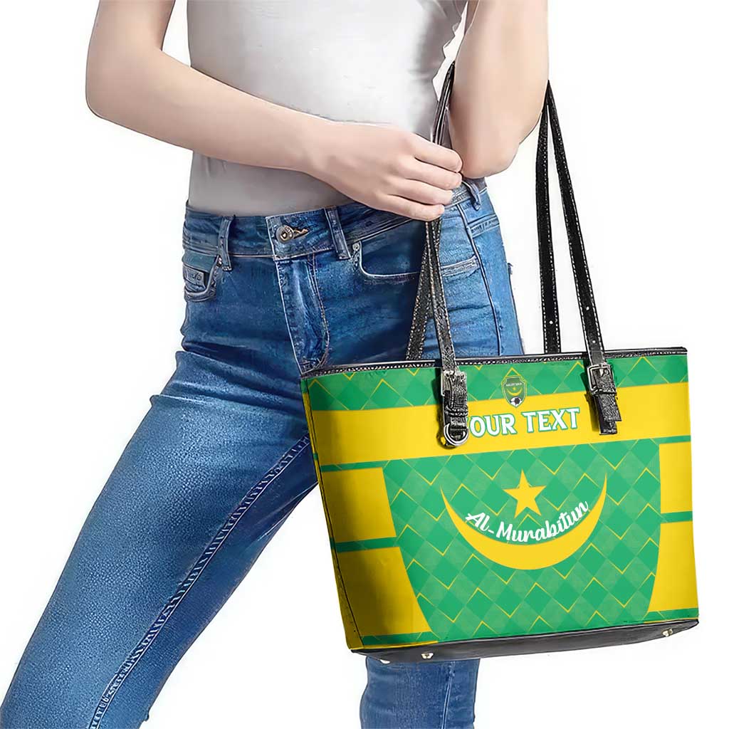Custom Mauritania Beach Soccer 2025 Leather Tote Bag Go Al-Murabitun Go