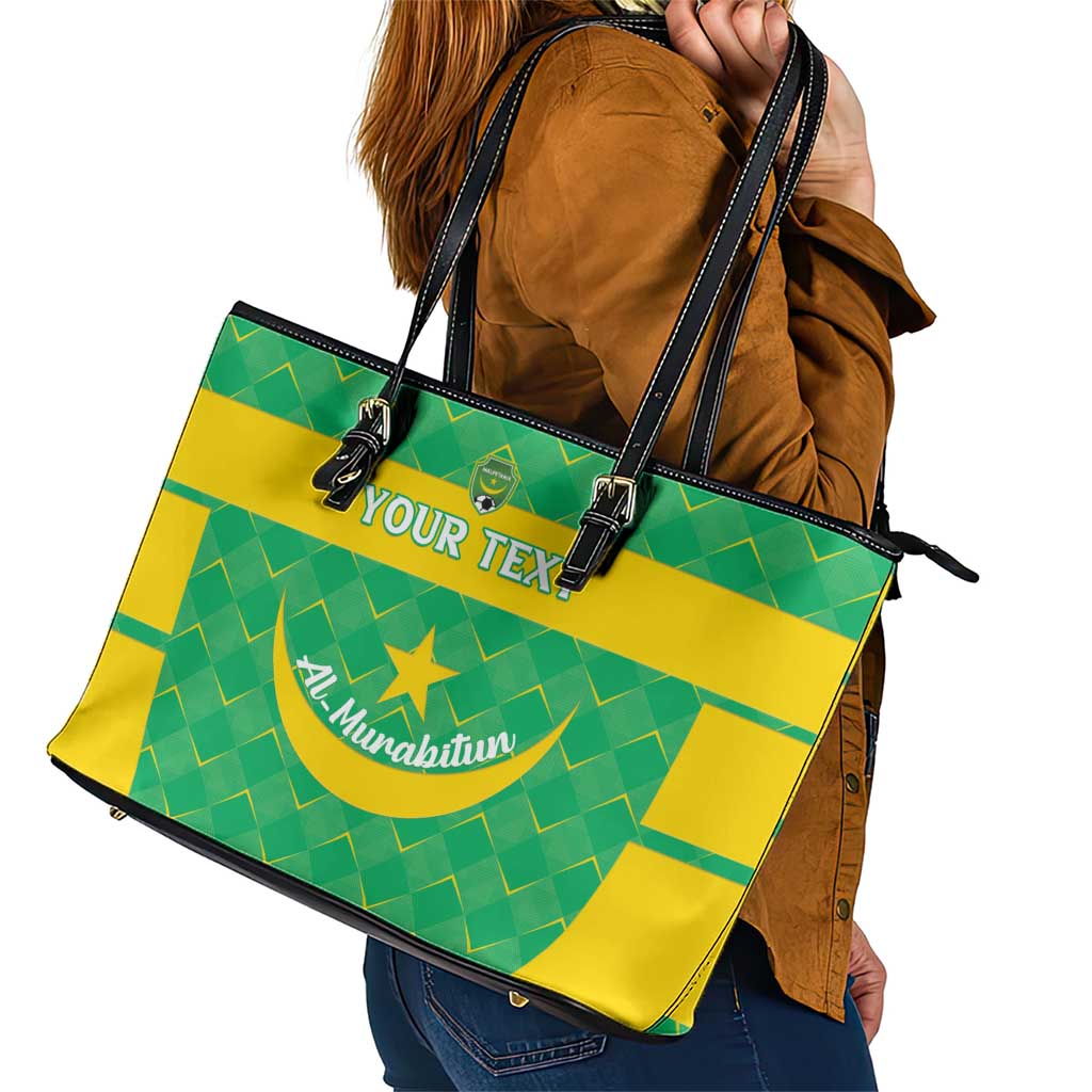 Custom Mauritania Beach Soccer 2025 Leather Tote Bag Go Al-Murabitun Go