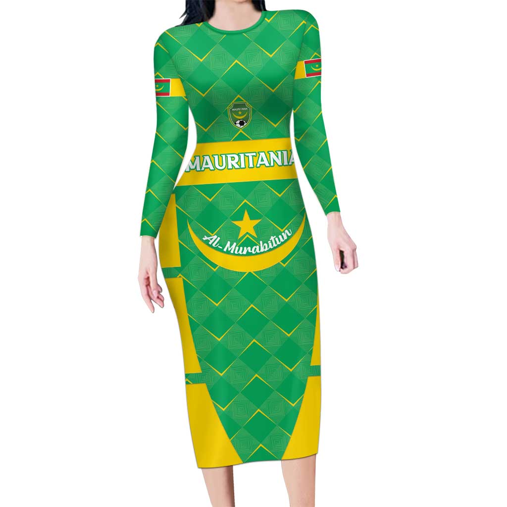Custom Mauritania Beach Soccer 2025 Long Sleeve Bodycon Dress Go Al-Murabitun Go