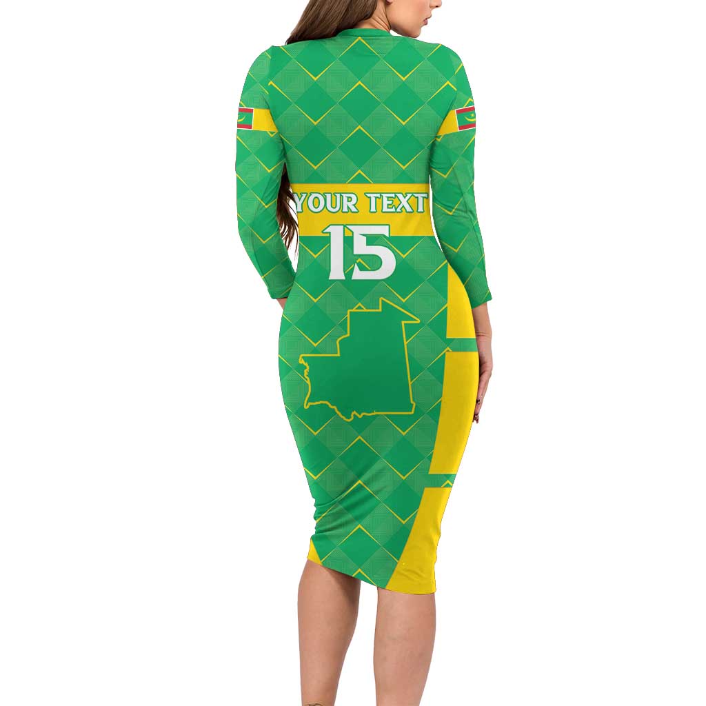 Custom Mauritania Beach Soccer 2025 Long Sleeve Bodycon Dress Go Al-Murabitun Go