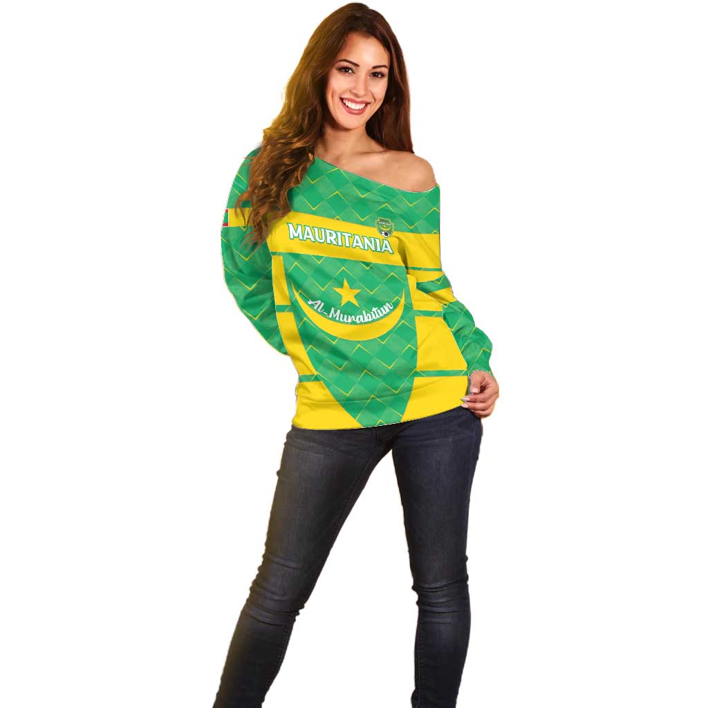 Custom Mauritania Beach Soccer 2025 Off Shoulder Sweater Go Al-Murabitun Go