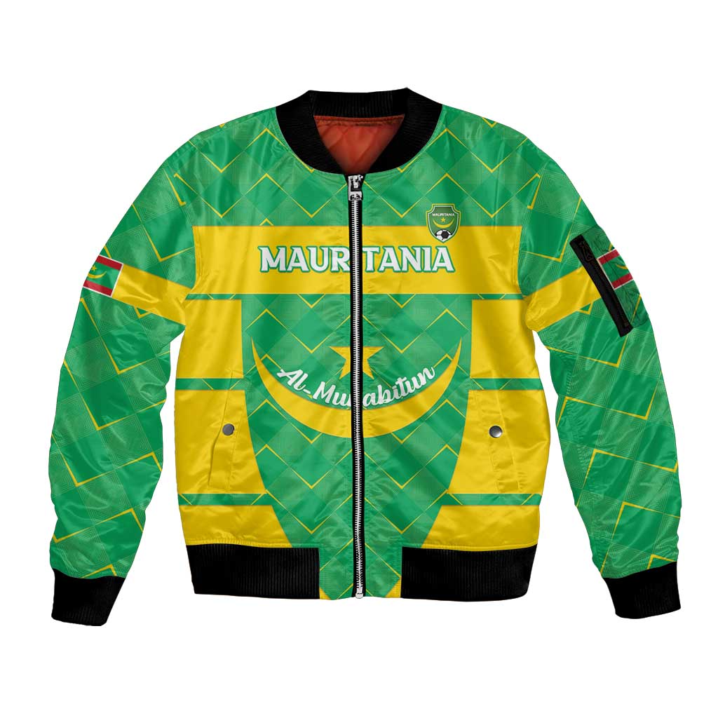 Custom Mauritania Beach Soccer 2025 Sleeve Zip Bomber Jacket Go Al-Murabitun Go