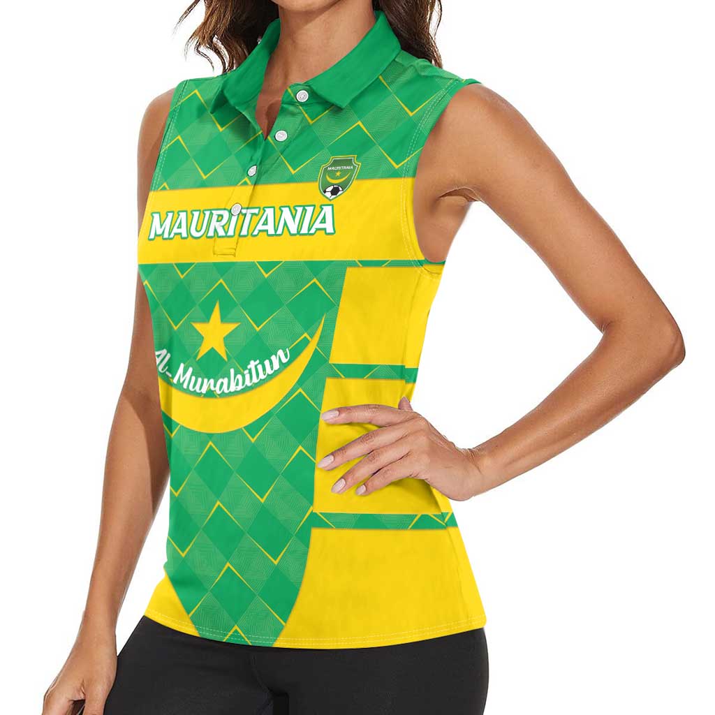 Custom Mauritania Beach Soccer 2025 Women Sleeveless Polo Shirt Go Al-Murabitun Go