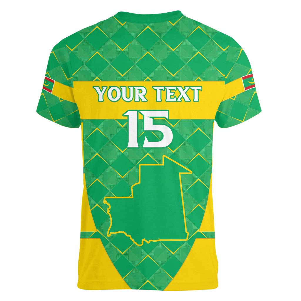 Custom Mauritania Beach Soccer 2025 Women V-Neck T-Shirt Go Al-Murabitun Go