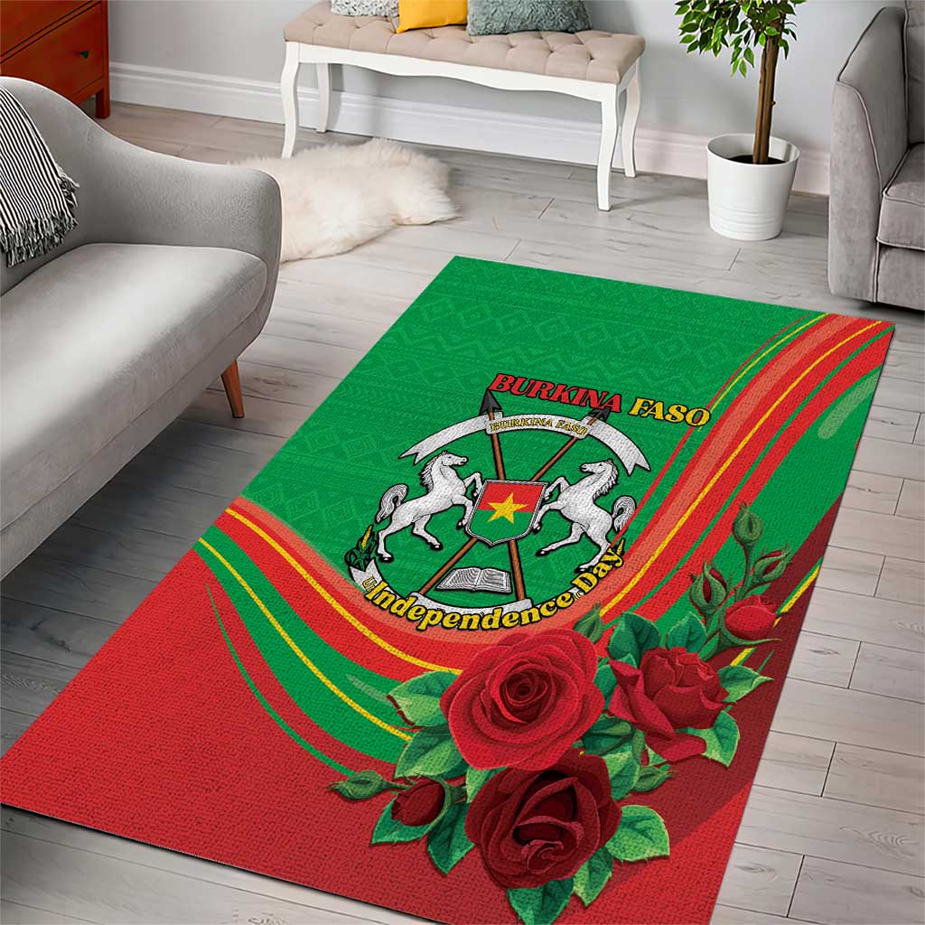 Burkina Faso Independence Day Area Rug Coat Of Arms With Rose