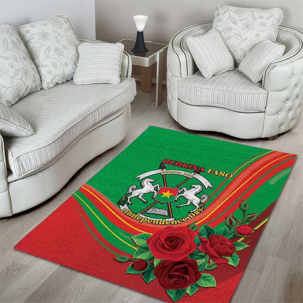 Burkina Faso Independence Day Area Rug Coat Of Arms With Rose