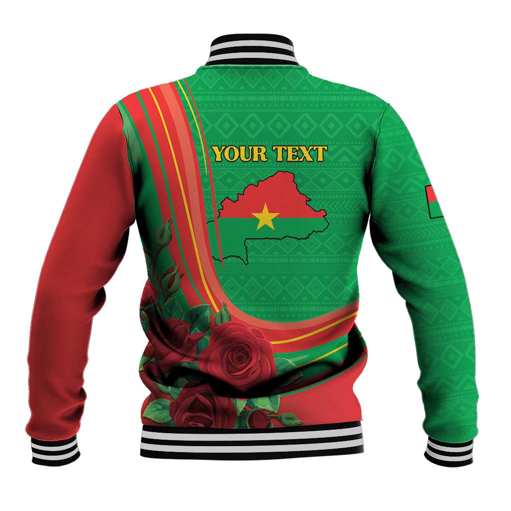 Personalised Burkina Faso Independence Day Baseball Jacket Coat Of Arms With Rose